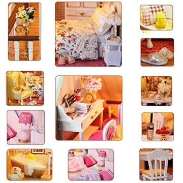 Spilay Dollhouse DIY Miniature Kit with LED and Music Box
