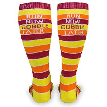 Gone For a Run Run Now Gobble Later Knee High Athletic Running Socks | Fun Turkey Trot Running Socks