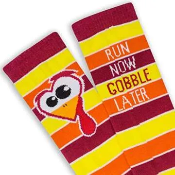 Gone For a Run Run Now Gobble Later Knee High Athletic Running Socks | Fun Turkey Trot Running Socks