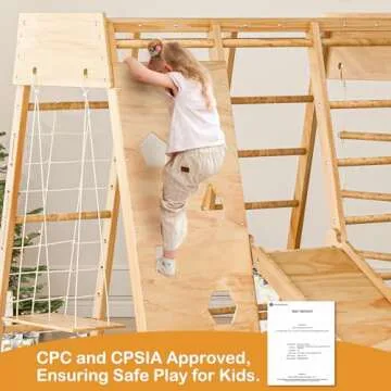 Amictoy Indoor Jungle Gym for Kids 2-10yrs, 2024 Upgraded 8-in-1 Climbing Toy for Toddlers with Slide, Swing and Climbing Rock, Montessori Indoor Playground, Climber Playset for Kids