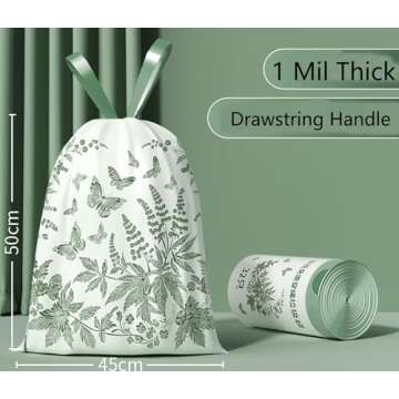 4 Gallon Small Trash Bags No-Tearing Drawstring 1.1 Mil Thick -96 Count Small Garbage Bags Wormwood ...