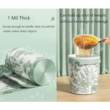 4 Gallon Small Trash Bags No-Tearing Drawstring 1.1 Mil Thick -96 Count Small Garbage Bags Wormwood scent for Bathroom Kitchen Toilet Home Office and Bedroom (Green 96 Count)