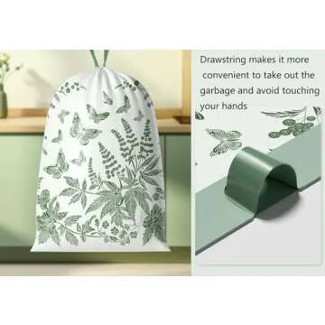 4 Gallon Small Trash Bags No-Tearing Drawstring 1.1 Mil Thick -96 Count Small Garbage Bags Wormwood scent for Bathroom Kitchen Toilet Home Office and Bedroom (Green 96 Count)