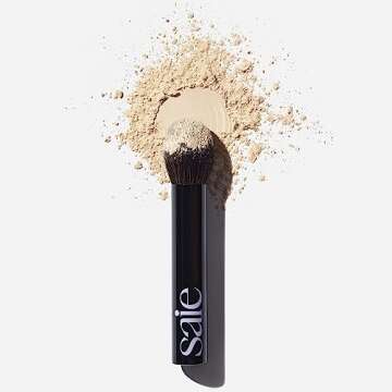 Saie The Fluffy Brush - Soft, Multi-Use Pressed + Loose Powder Brush - Fluffy Makeup Brush with Tapered Tip for Precise Application - Vegan, Cruelty-Free (1 Count)