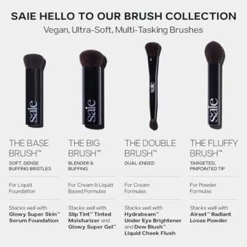Saie The Fluffy Brush - Soft, Multi-Use Pressed + Loose Powder Brush - Fluffy Makeup Brush with Tapered Tip for Precise Application - Vegan, Cruelty-Free (1 Count)