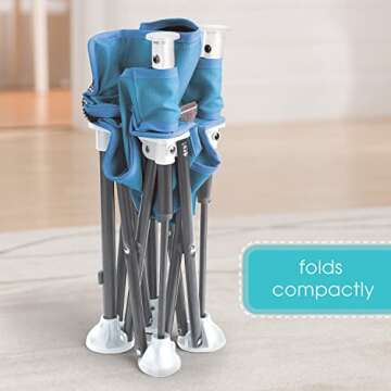 Summer by Bright Starts Pop 'N Sit Portable Booster Chair, Floor Seat, Indoor/Outdoor Use, Compact Fold, Dusty Blue, 6 Mos - 3 Yrs