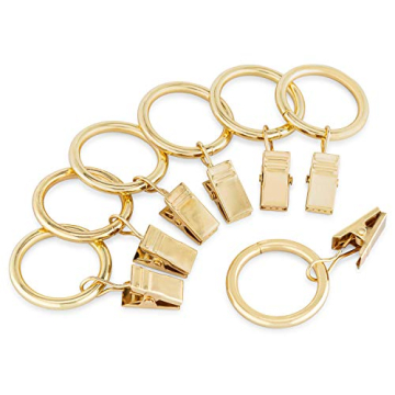 Elegant Iron Metal Curtain Clip Rings 1 Inch Interior Diameter, Set of 20 (Gold)