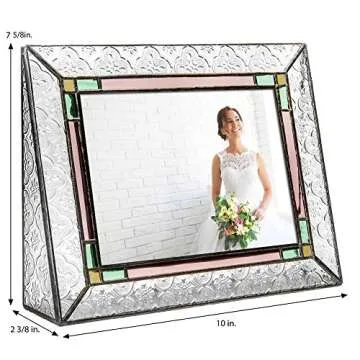Glass Picture Frame 5x7 Photo Display Wedding Anniversary Colorful Green, Pink Rose J Devlin Pic 137-57H