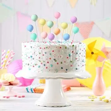 Sieral 40 Pcs Mini Balloon Cake Toppers Colorful Rainbow Cake Topper Round Clay Balls Cupcake Toppers for Birthday Baby Shower Wedding Party Decorations(Pastel Color)