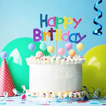 Sieral 40 Pcs Mini Balloon Cake Toppers Colorful Rainbow Cake Topper Round Clay Balls Cupcake Toppers for Birthday Baby Shower Wedding Party Decorations(Pastel Color)