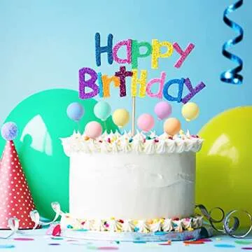 Sieral 40 Pcs Mini Balloon Cake Toppers Colorful Rainbow Cake Topper Round Clay Balls Cupcake Toppers for Birthday Baby Shower Wedding Party Decorations(Pastel Color)