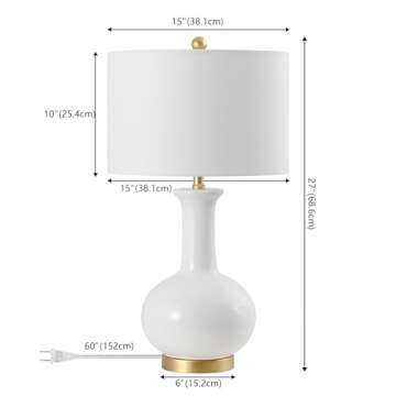 JONATHAN Y JYL6208A Brussels 27" Ceramic/Metal LED Table Lamp Contemporary Transitional Bedside Desk Nightstand Lamp for Bedroom Living Room Office College Bookcase LED Bulb Included, White