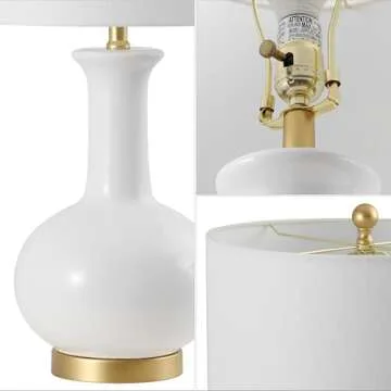 JONATHAN Y JYL6208A Brussels 27" Ceramic/Metal LED Table Lamp Contemporary Transitional Bedside Desk Nightstand Lamp for Bedroom Living Room Office College Bookcase LED Bulb Included, White