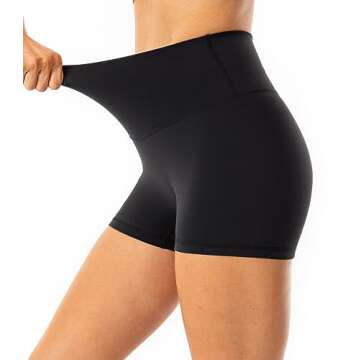 Lavento Women's All Day Soft Biker Shorts 3 Inch - High Waisted Workout Gym Running Yoga Short (Black, 6)