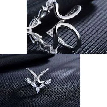 Adjustable Stackable Rings for Women - 18K White Gold