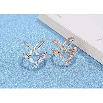 Adjustable Stackable Rings for Women - 18K White Gold