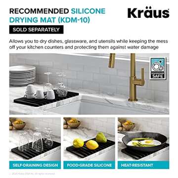 Kraus Turino Workstation 33-inch Farmhouse Reversible Apron Front Fireclay Single Bowl Kitchen Sink ...