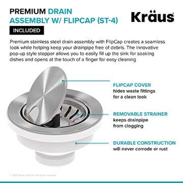 Kraus Turino 33" Farmhouse Fireclay Kitchen Sink