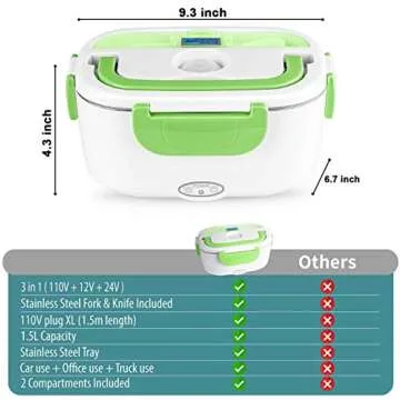 Electric Lunch Box for Home and Car - Fast Heating 3 in 1