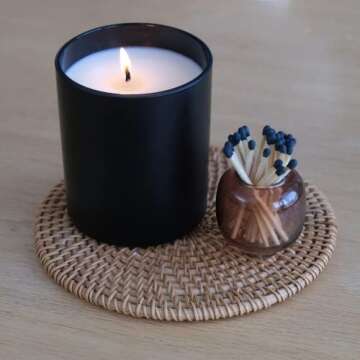 Stylish 10 Oz Black Matte Candle Jars Set of 12