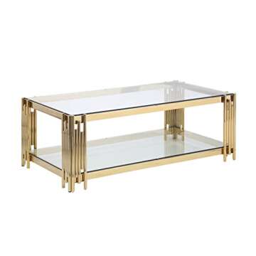 Luxurious Glass Coffee Table with 2-Tier Storage