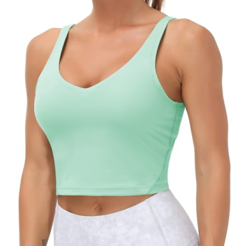 Women’s Longline Sports Bra - Mint Green, Small | Medium Support Yoga & Gym