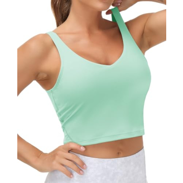 Mint Green Longline Sports Bra Medium Support Yoga Gym