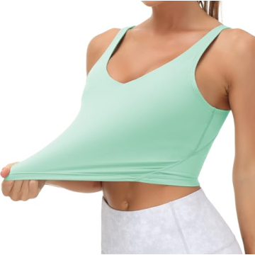 Mint Green Longline Sports Bra Medium Support Yoga Gym