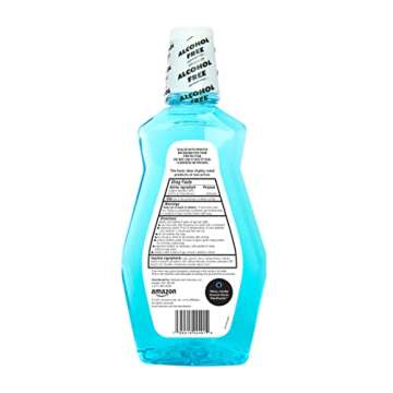 Amazon Basics Fluoride Mouthwash for Adults, Anticavity, Alcohol Free - Refreshing Mint Flavor, 1 Li...