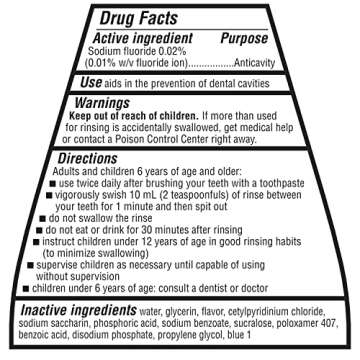 Amazon Basics Fluoride Mouthwash for Adults, Anticavity, Alcohol Free - Refreshing Mint Flavor, 1 Liter, 1-Pack