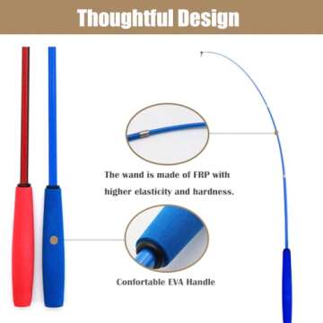 OODOSI Cat Wand Toy, Interactive Cat Toys with 2 Poles & 9 Attachments Worm Feathers, Cat Feather Toy for Kitten Cat for Indoor Cats