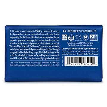 Dr. Bronner's - Pure-Castile Bar Soap (Peppermint) - Organic, Vegan, Moisturizing, Eco-Friendly, 3-P...