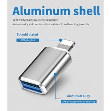 Lightning Male to USB Female Adapter OTG Data Sync Cable for iPhone Apple 13 11 12pro Max Mini XR X XS 8 7 6plus Ipad Air,Camera,Card Reader,USB3.0 A,Mouse,Keyboard,HUB,Midi Port Adaptador Connector