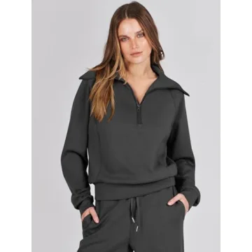 Caracilia Womens 2 Piece Outfits Lounge Sets Oversized Sweatshirt Sweatpants Sweatsuit Matching Sweat Set 2024 Fall Tracksuit Black Large