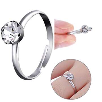 ABOAT 52 Pack Bridal Shower Rings Silver Diamond Rings for Party Supply Table Decorations Favor Accents