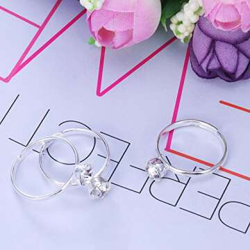 ABOAT 52 Pack Bridal Shower Rings Silver Diamond Rings for Party Supply Table Decorations Favor Accents