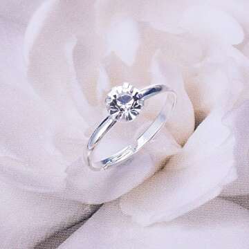 ABOAT 52 Pack Bridal Shower Rings Silver Diamond Rings for Party Supply Table Decorations Favor Accents