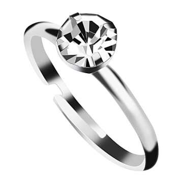 ABOAT 52 Pack Bridal Shower Rings Silver Diamond Rings for Party Supply Table Decorations Favor Accents