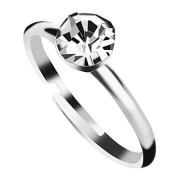 ABOAT 52 Pack Bridal Shower Rings Silver Diamond Rings for Party Supply Table Decorations Favor Accents