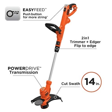 BLACK+DECKER Electric String Trimmer 14-inch Powerful Lawn Care