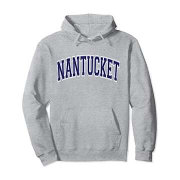 Nantucket Arched Dark Blue Text Pullover Hoodie