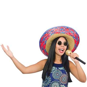 Funny Party Hats Sombrero Hats - 6 Pack -Child and Adult Sizes Costume and Dress Up Mexican Hat