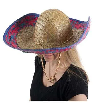 Funny Party Hats Sombrero Hats - 6 Pack -Child and Adult Sizes Costume and Dress Up Mexican Hat