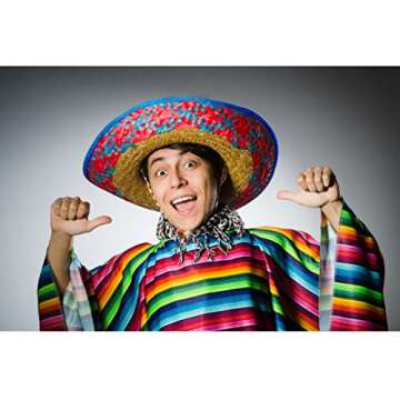 Funny Party Hats Sombrero Hats - 6 Pack -Child and Adult Sizes Costume and Dress Up Mexican Hat