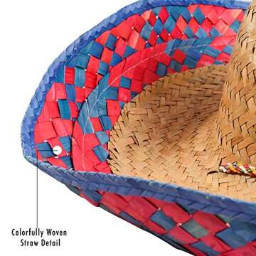 Funny Party Hats Sombrero Hats - 6 Pack -Child and Adult Sizes Costume and Dress Up Mexican Hat