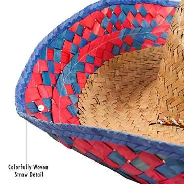 Funny Party Hats Sombrero Hats - 6 Pack -Child and Adult Sizes Costume and Dress Up Mexican Hat