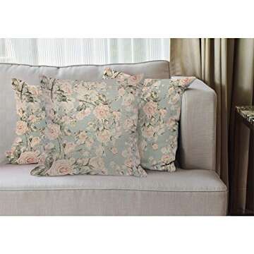 EKOBLA Watercolor Rose Throw Pillow Cover Vintage Flower Bud Garden Plants Elegance Botanical Cozy S...