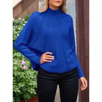 NALANISA Women's Cozy Mock Neck Batwing Sweater