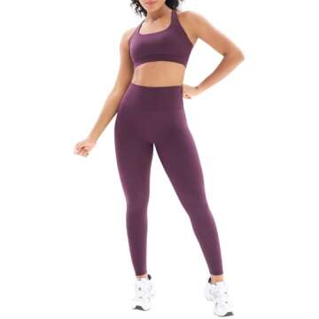 LISSMOMO Workout Sets for Women Cross Back Sports Bra High Waist Leggings 2 Piece Gym Yoga Outfits W...