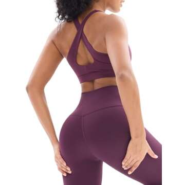 LISSMOMO Workout Sets for Women Cross Back Sports Bra High Waist Leggings 2 Piece Gym Yoga Outfits Workout Clothes Sets (L080 Purple S)